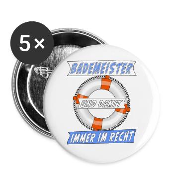 BADEMEISTER IMMER IM RECHT - Buttons groß 56 mm (5er Pack) - Weiß - Vorne