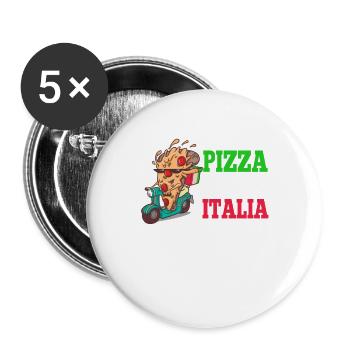 Pizza Pasta Italia Pizza Stück auf Italienschen - Buttons groß 56 mm (5er Pack) - Weiß - Vorne