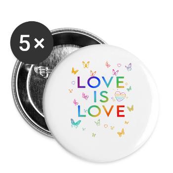 Love is love! Statement Gay Pride LGBTQI+ - Buttons large 2.2''/56 mm (5-pack) - white - Front