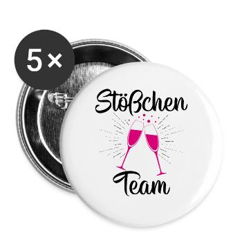 Stößchen team Geschenk Hochzeit Braut Ehemann - Buttons groß 56 mm (5er Pack) - Weiß - Vorne
