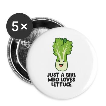 Just a Girl Who Loves Lettuce - Buttons large 2.2''/56 mm (5-pack) - white - Front
