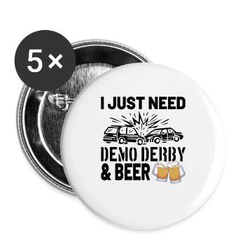 Demolition Derby Demo Derby Dirt Track Gift Idea - Buttons large 2.2''/56 mm (5-pack) - white - Front