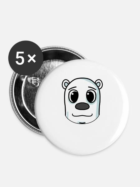 Eisbär - Polarbär - Buttons groß 56 mm (5er Pack) - Weiß