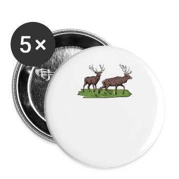 Red Deer I Deer Red Deer Antlers Hunting Motif for - Buttons large 2.2''/56 mm (5-pack) - white - Front