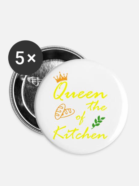 Kochen backen Food Kitchen - Buttons groß 56 mm (5er Pack) - Weiß