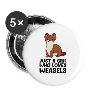 Une fille qui aime la belette - Lot de 5 grands badges (56 mm) - blanc - Devant