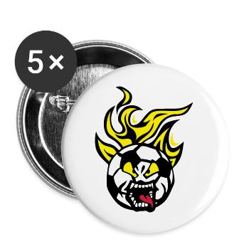 football cartoon face flame - Buttons large 2.2''/56 mm (5-pack) - white - Front