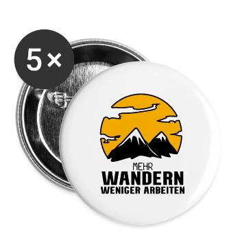 Berg Berge Berggipfel Gipfel Wandern Wanderer - Buttons groß 56 mm (5er Pack) - Weiß - Vorne