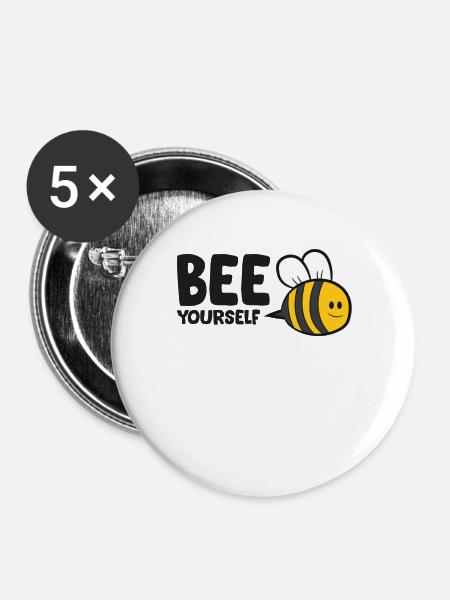 Bee Yourself Love Bee - Buttons groß 56 mm (5er Pack) - Weiß