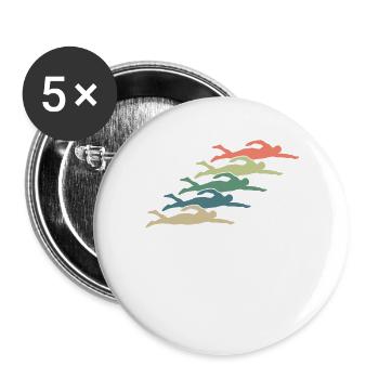 Schwimmen Schwimmer - Buttons groß 56 mm (5er Pack) - Weiß - Vorne