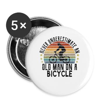 Bicycle Road Bike Cycling Cyclist Gift - Buttons large 2.2''/56 mm (5-pack) - white - Front