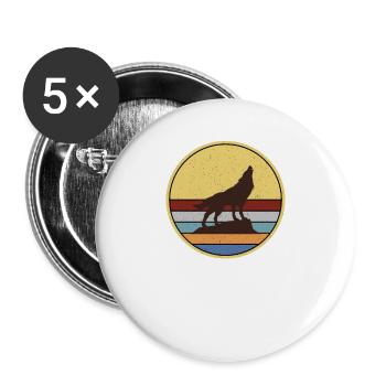 Wolf pack animal wolves - Buttons large 2.2''/56 mm (5-pack) - white - Front