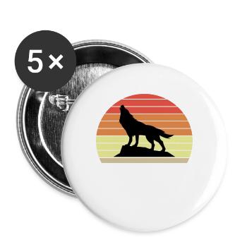 Wolf pack animal wolves - Buttons large 2.2''/56 mm (5-pack) - white - Front