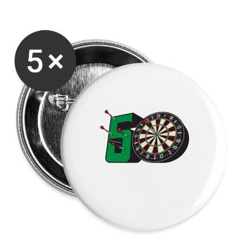 50. Geburtstag Darts Geschenk 50 Ehrentag Männer - Buttons groß 56 mm (5er Pack) - Weiß - Vorne