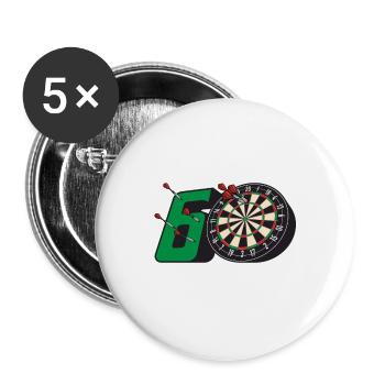 60. Geburtstag Darts Geschenk 60 Ehrentag Männer - Buttons groß 56 mm (5er Pack) - Weiß - Vorne