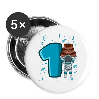 1 anniversaire jeune 1 année astronaute spatial - Lot de 5 grands badges (56 mm) - blanc - Devant