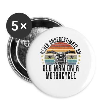 Retro Motorcyclist Motorcycle Vintage Motorsport - Buttons large 2.2''/56 mm (5-pack) - white - Front