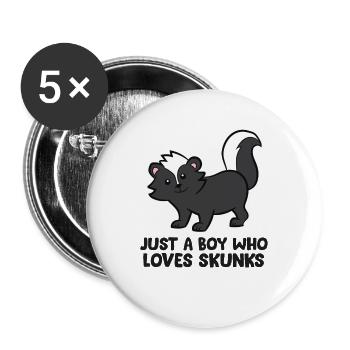 Just a Boy Who Loves Skunks Funny Skunk - Buttons groß 56 mm (5er Pack) - Weiß - Vorne