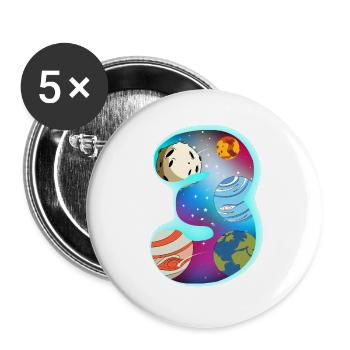 I AM 3 3 birthday boy 3 years space - Buttons large 2.2''/56 mm (5-pack) - white - Front