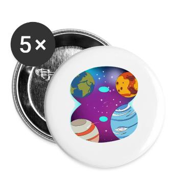 SPACE 8 BIRTHDAY 8 years 8 birthday - Buttons large 2.2''/56 mm (5-pack) - white - Front