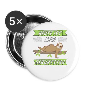 HEUTE IST MEIN GEBURTSTAG - Buttons groß 56 mm (5er Pack) - Weiß - Vorne