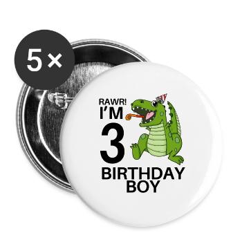 3rd birthday - 3 years old - children's birthday party - Buttons large 2.2''/56 mm (5-pack) - white - Front