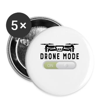 Drone Pilot Drones Grandpa Gift Drone Mode on - Lot de 5 grands badges (56 mm) - blanc - Devant
