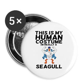 La mouette - Lot de 5 grands badges (56 mm) - blanc - Devant