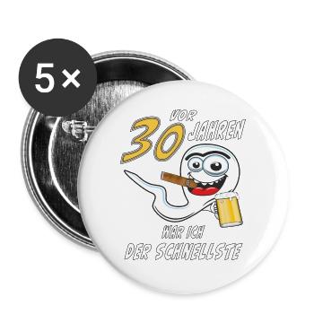 30 JAHRE SCHNELLSTE Spermie - Buttons groß 56 mm (5er Pack) - Weiß - Vorne