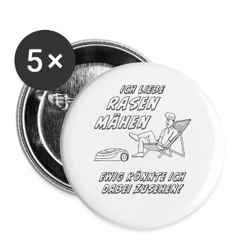 RASENROBOTER RASEN MÄHEN - Buttons groß 56 mm (5er Pack) - Weiß - Vorne