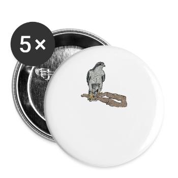 Hawk I Bird of Prey Hunter Pickling Motif for - Buttons large 2.2''/56 mm (5-pack) - white - Front