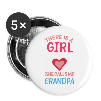 Opa Großvater Vatertag - Buttons groß 56 mm (5er Pack) - Weiß - Vorne