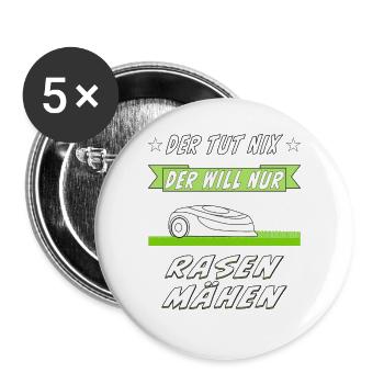 RASENROBOTER RASEN MÄHEN - Buttons groß 56 mm (5er Pack) - Weiß - Vorne
