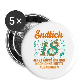 18 Geburtstag Junge Geschenk lustig 18. Ehrentag - Buttons groß 56 mm (5er Pack) - Weiß - Vorne