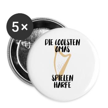 Harfe Geschenk Musikinstrument Musiker Zupfen - Buttons groß 56 mm (5er Pack) - Weiß - Vorne