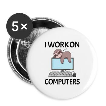 Computer Nerd Programmeur Homme Cadeau - Lot de 5 grands badges (56 mm) - blanc - Devant