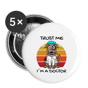 Tiermedizin Tier Tierarzt Geschenk - Buttons groß 56 mm (5er Pack) - Weiß - Vorne