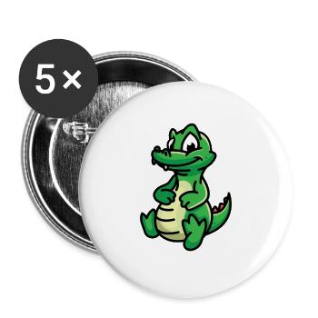 Alligator - Buttons groß 56 mm (5er Pack) - Weiß - Vorne