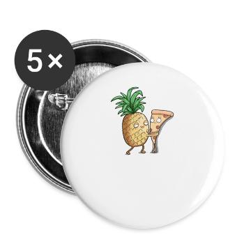 Pizza Hawaï I Ananas Pizzeria motif pour - Lot de 5 grands badges (56 mm) - blanc - Devant