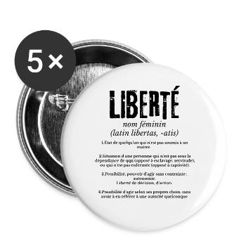 Liberté - Lot de 5 grands badges (56 mm) - blanc - Devant