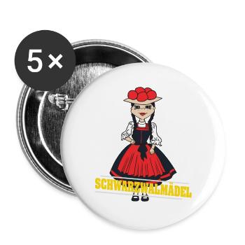 Schwarzwaldmädel Bollenhut Schwarzwald Mädel - Lot de 5 grands badges (56 mm) - blanc - Devant