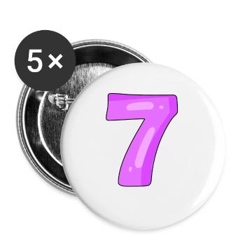 7 lila - Buttons groß 56 mm (5er Pack) - Weiß - Vorne