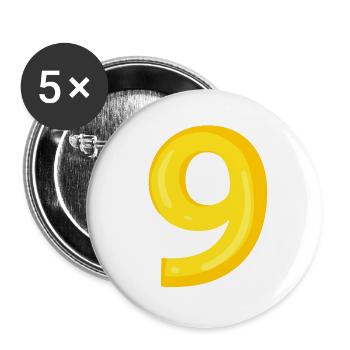 9 jaune - Lot de 5 grands badges (56 mm) - blanc - Devant
