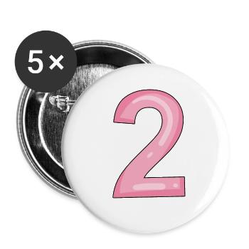 2 pink - Buttons large 2.2''/56 mm (5-pack) - white - Front