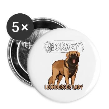 Leonberger I'm The Crazy Leonberger Lady - Buttons large 2.2''/56 mm (5-pack) - white - Front