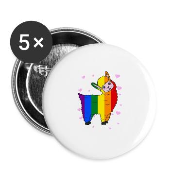 Lgbt Lama - Buttons groß 56 mm (5er Pack) - Weiß - Vorne