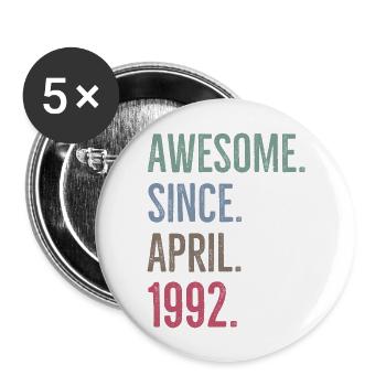 Awesome seit April 1992 - Buttons groß 56 mm (5er Pack) - Weiß - Vorne