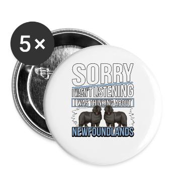 Terre-Neuve I Quoi Thinking About Newfoundlands - Lot de 5 grands badges (56 mm) - blanc - Devant