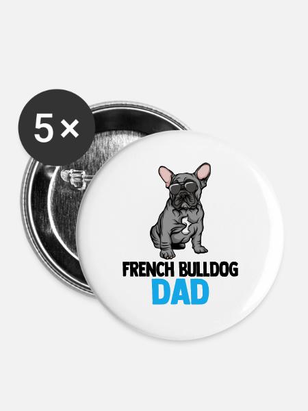 French Bulldog - Buttons groß 56 mm (5er Pack) - Weiß