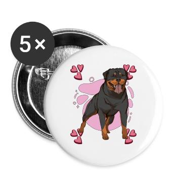 Rottweiler Heart Design - Buttons large 2.2''/56 mm (5-pack) - white - Front